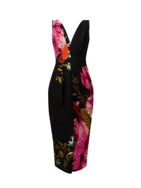 Sleeveless V Neck Midi Dress