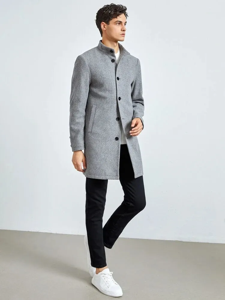 Slim Fit Grey Overcoat Jacket