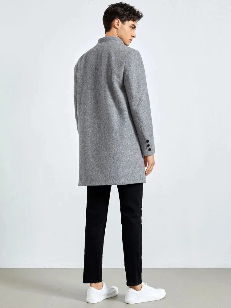 Slim Fit Grey Overcoat Jacket