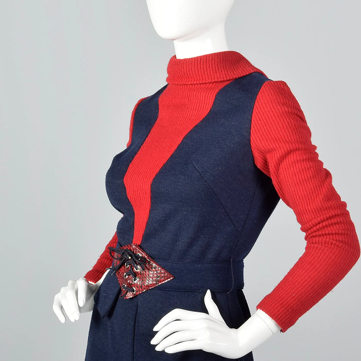 Small 1970s Knit Peplum Blouse and Culottes Set
