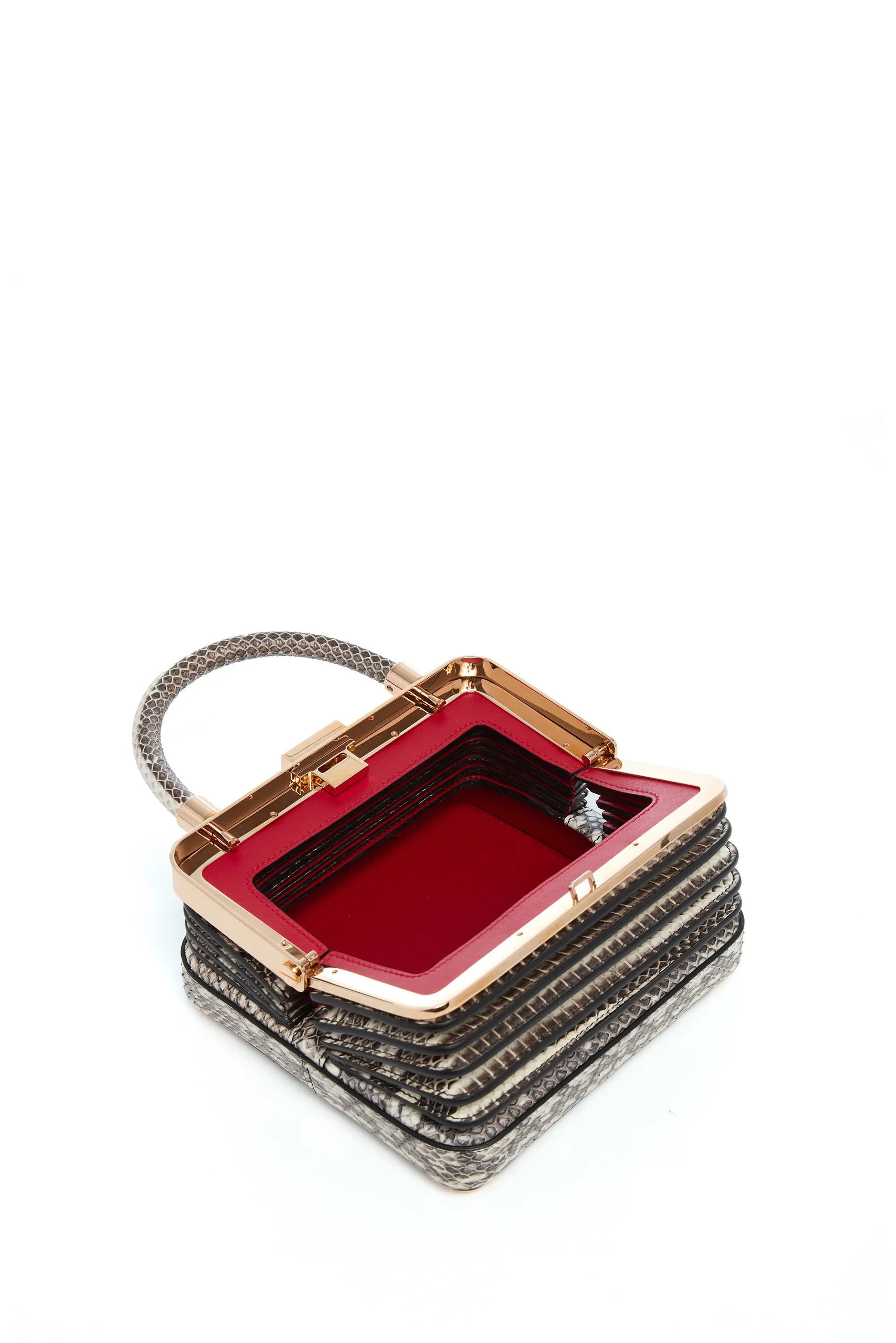 Small Diana Bag in Black & Ivory Snakeskin
