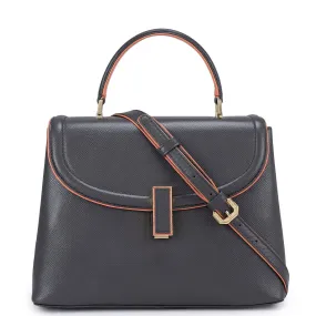 Small Franzy Leather Satchel - Grey
