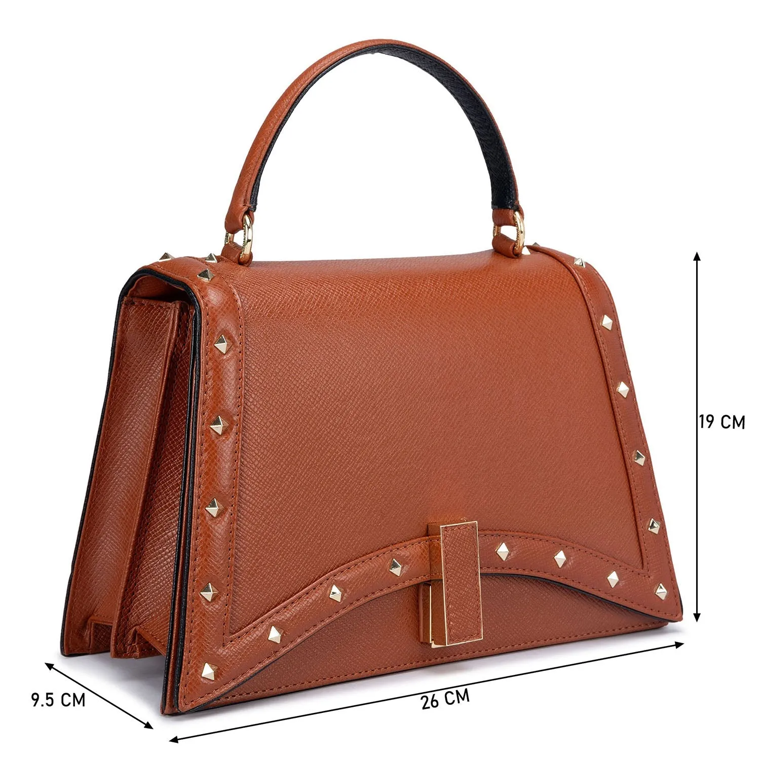 Small Franzy Leather Satchel - Rust