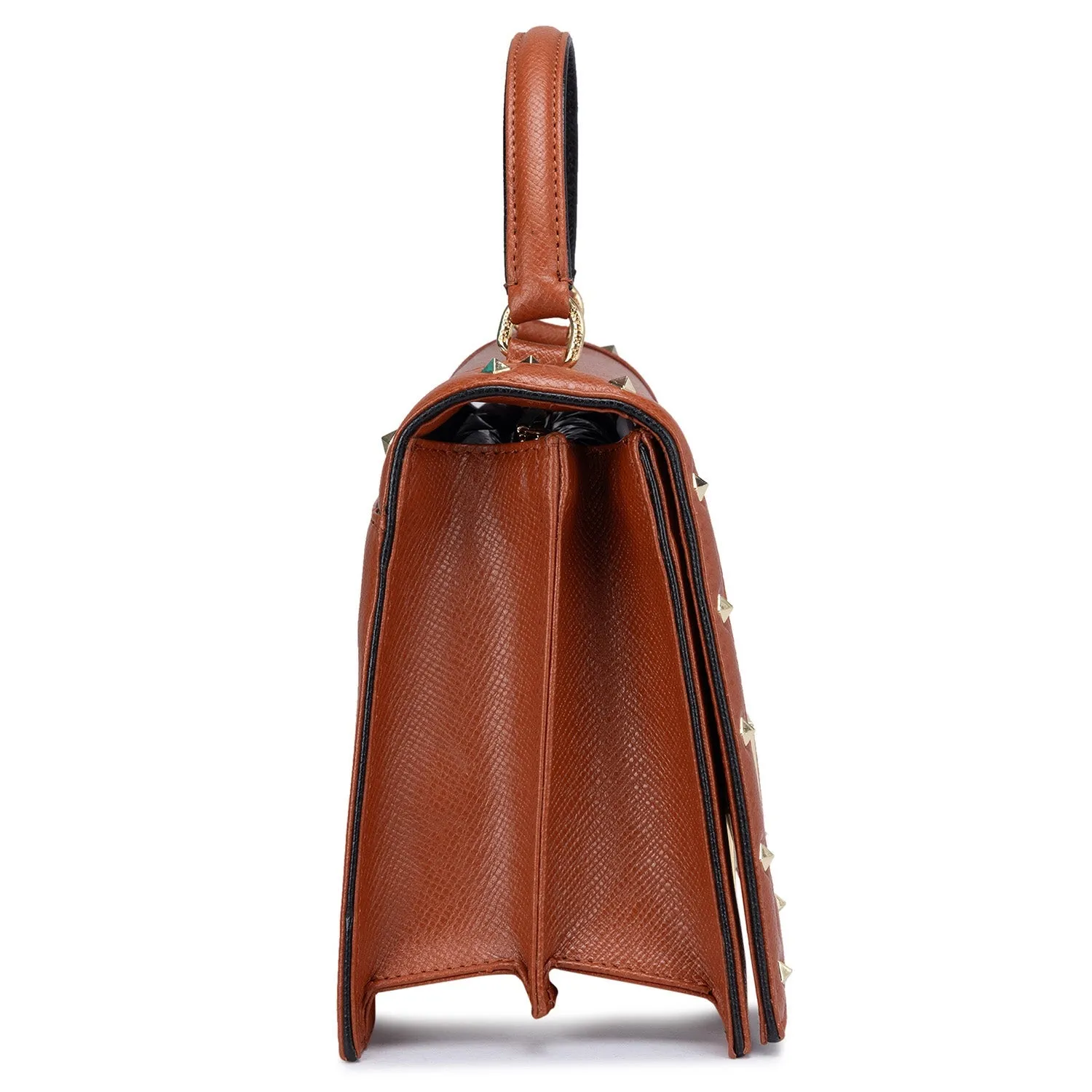 Small Franzy Leather Satchel - Rust