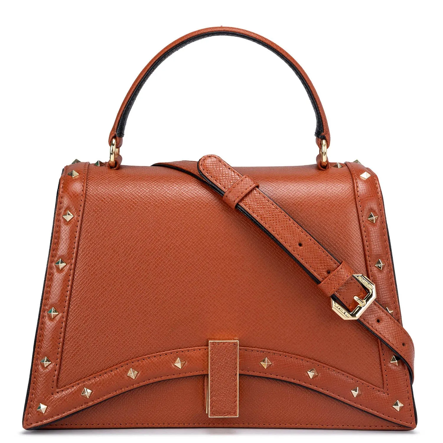 Small Franzy Leather Satchel - Rust
