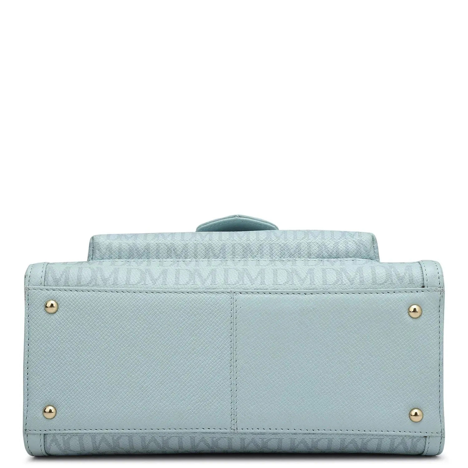 Small Monogram Leather Satchel - Cloud Blue