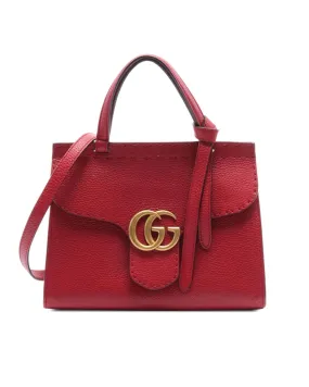 Small Top Handle Leather Satchel with Magnetic Closure