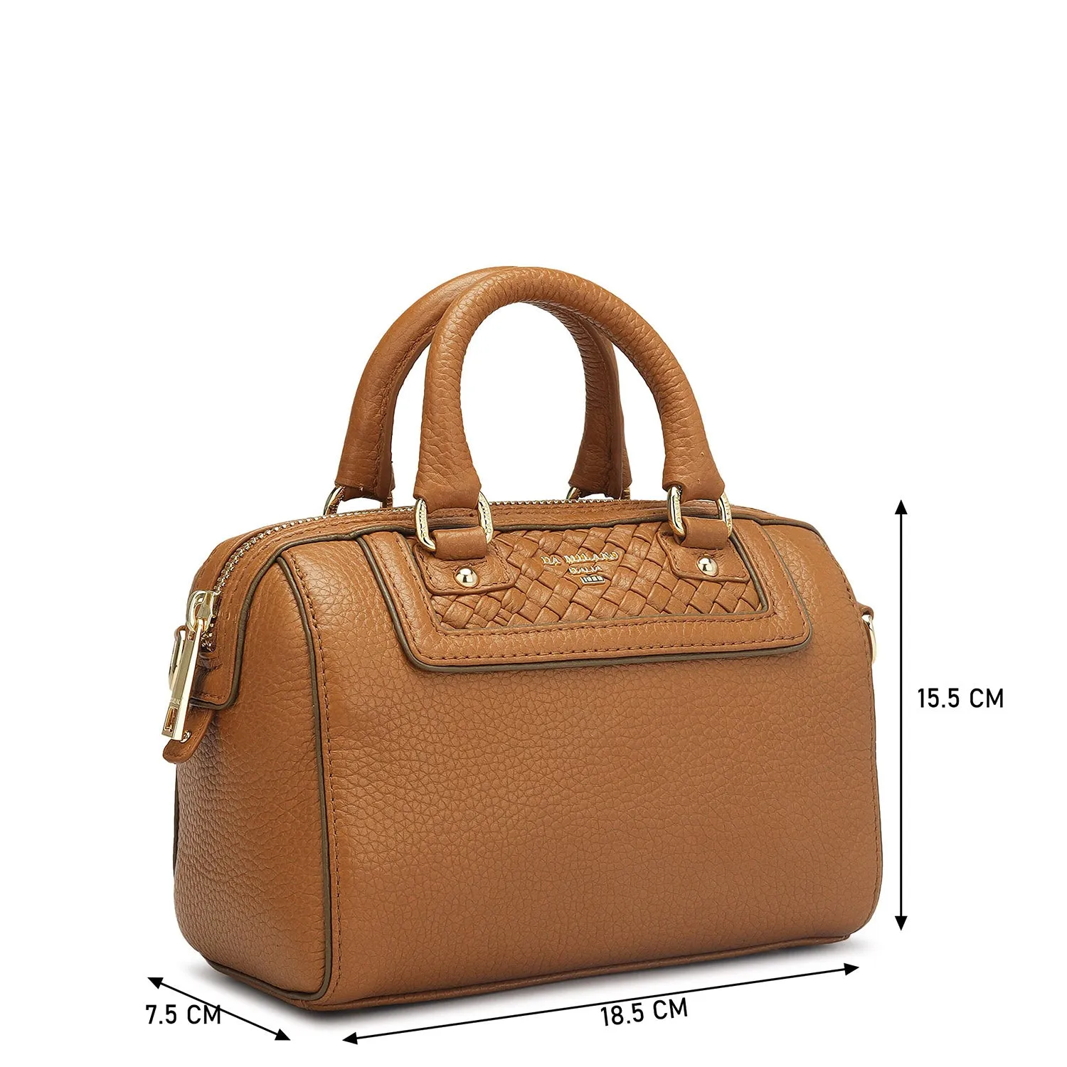 Small Wax Leather Satchel - Tan