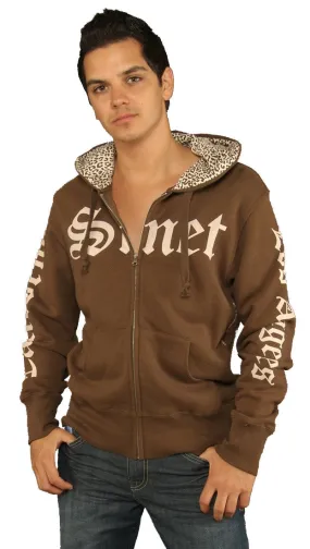 Smet Leopard Skull Brown Hoodie