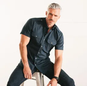 Smith Utility Short Sleeve Shirt – Dark Navy Cotton Twill