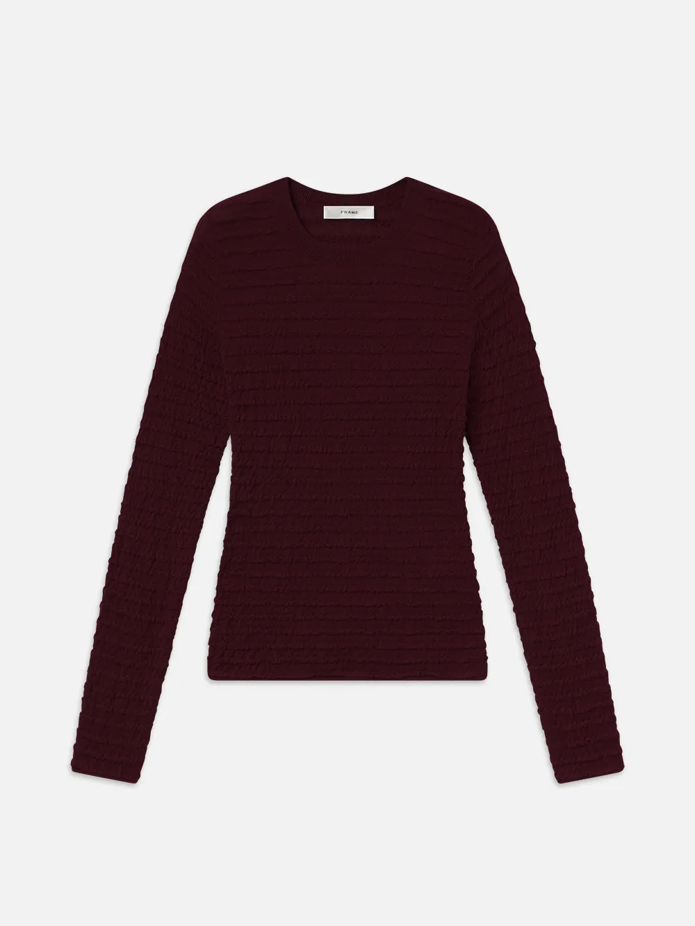 Smocked Long Sleeve Crewneck -- Wine