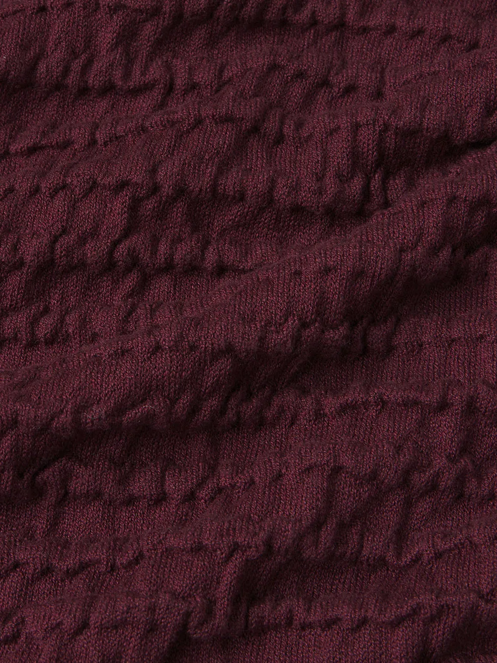 Smocked Long Sleeve Crewneck -- Wine
