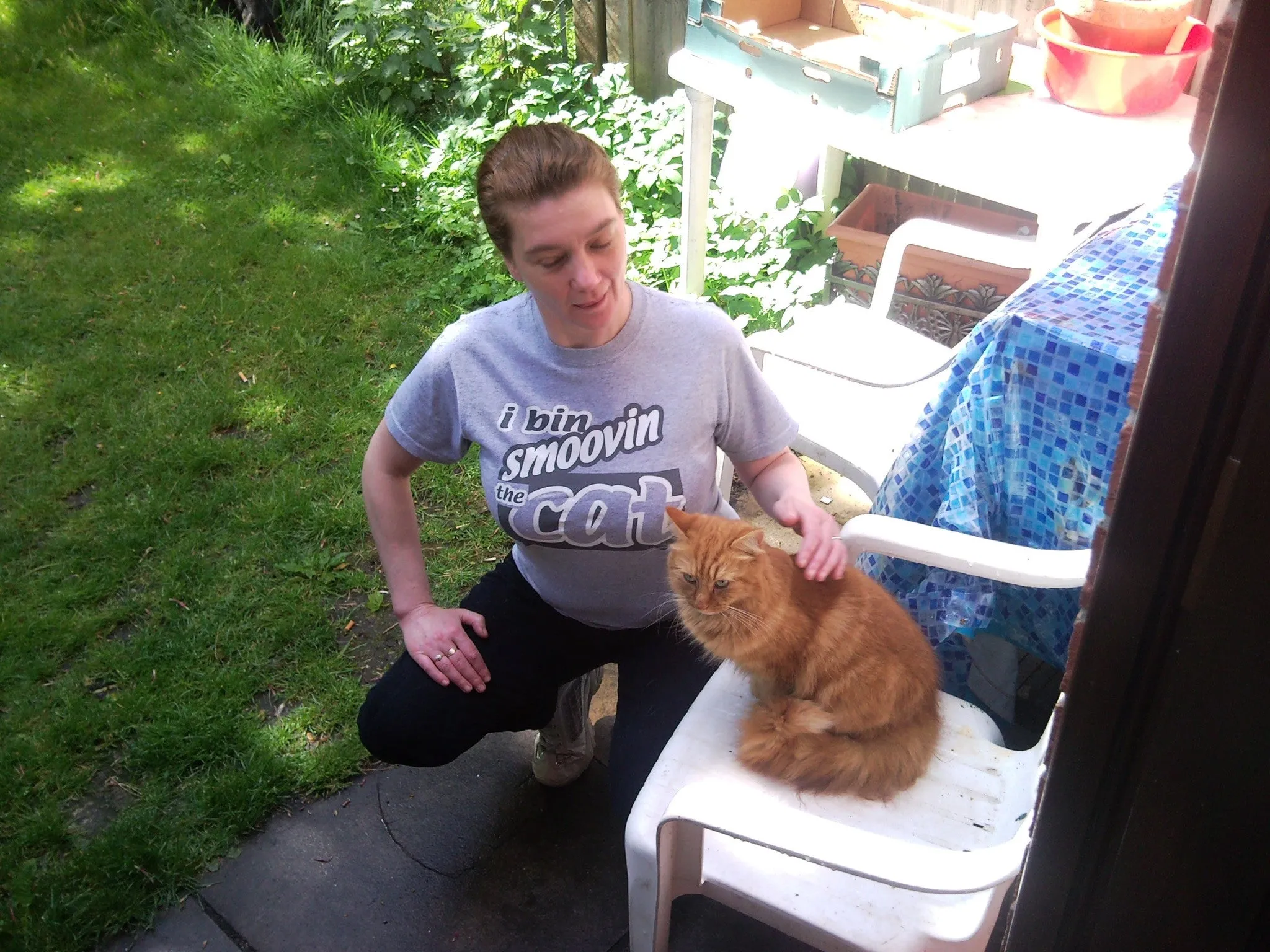 Smoovin the cat [Womens fitted tops]
