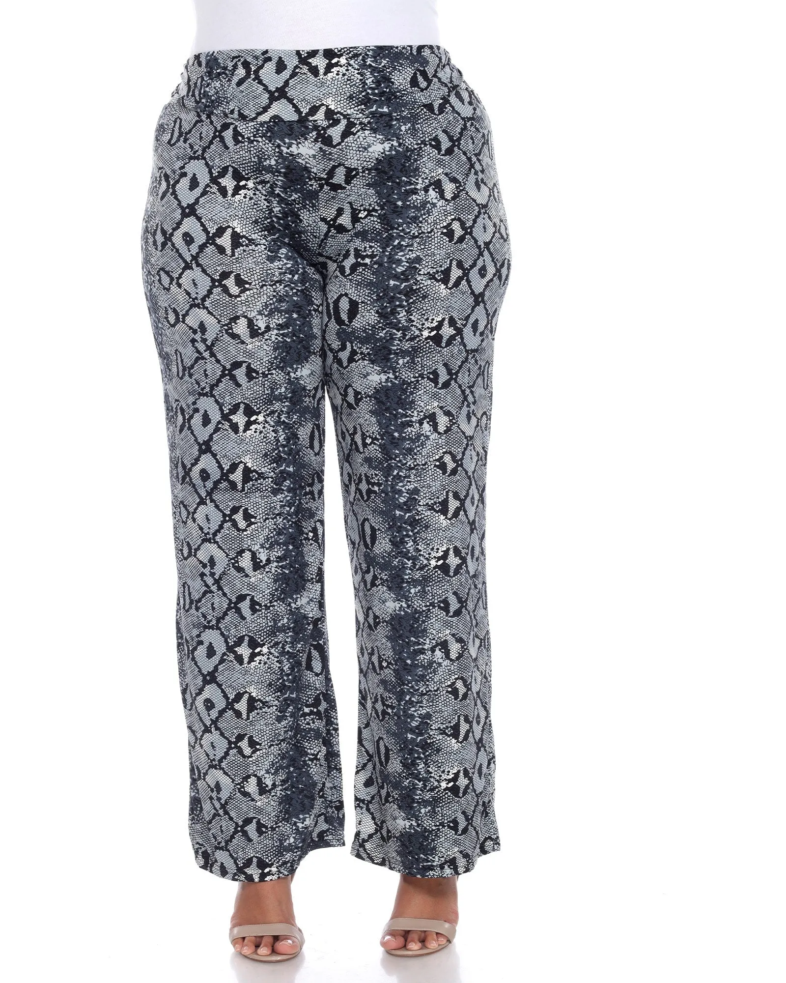 Snake Print Palazzo Pants | Gray Snake