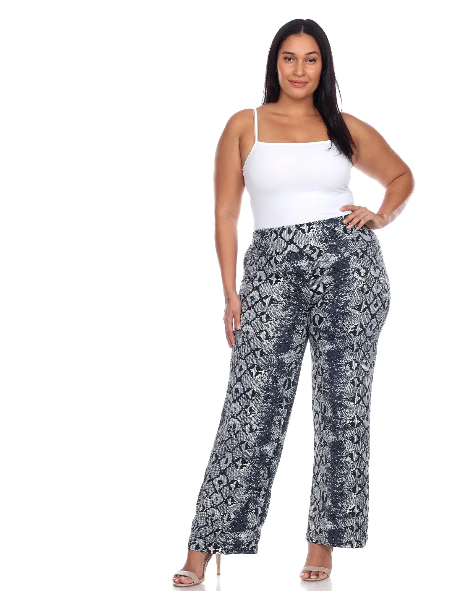 Snake Print Palazzo Pants | Gray Snake