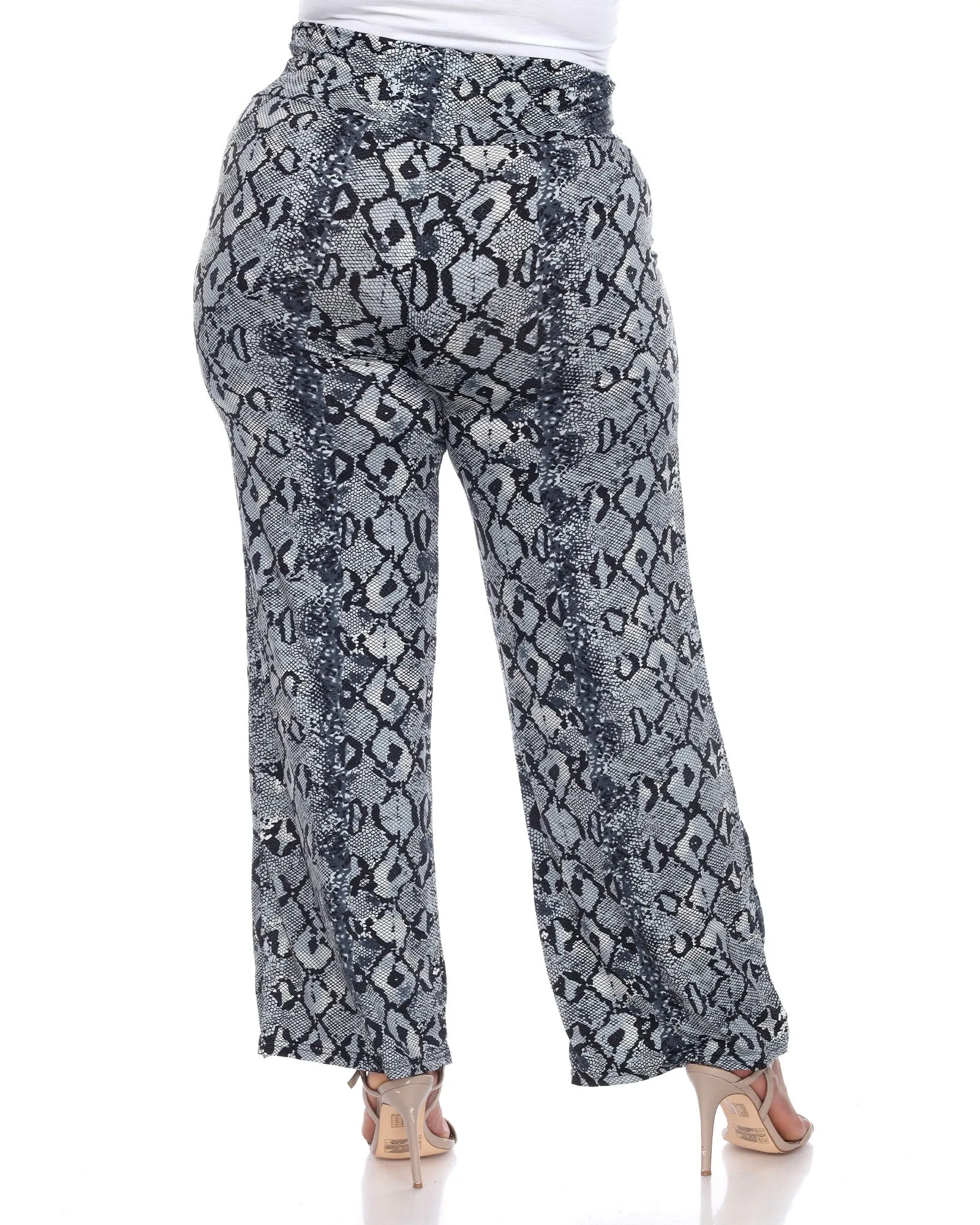 Snake Print Palazzo Pants | Gray Snake