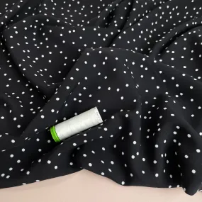 Snow Dots Black Viscose Fabric