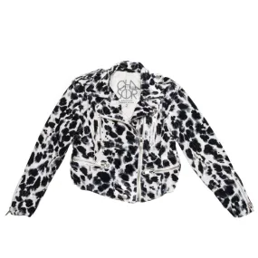 SNOW LEOPARD VELVET MOTO JACKET