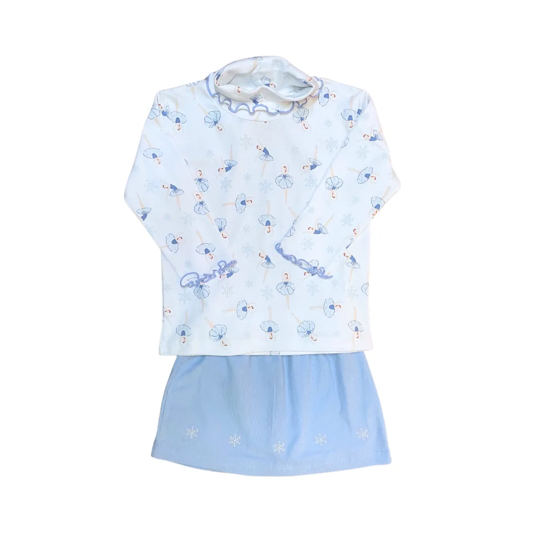 Snowflakes Embroidered Cord Skirt