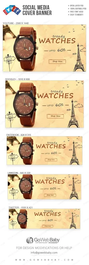 Social Media Cover Banner - Trendy Watch Collection For Website Marketing