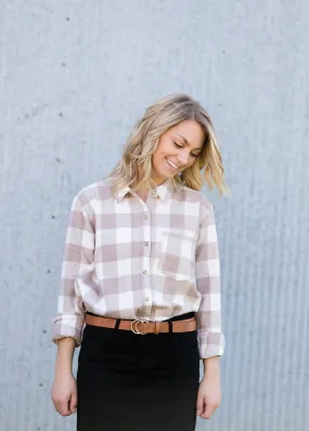 Soft Brushed Flannel Button Up Top - FINAL SALE