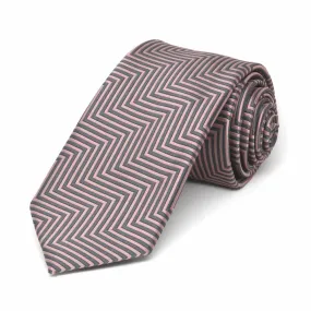 Soft Pink Kimberly Chevron Striped Slim Necktie, 2.5" Width