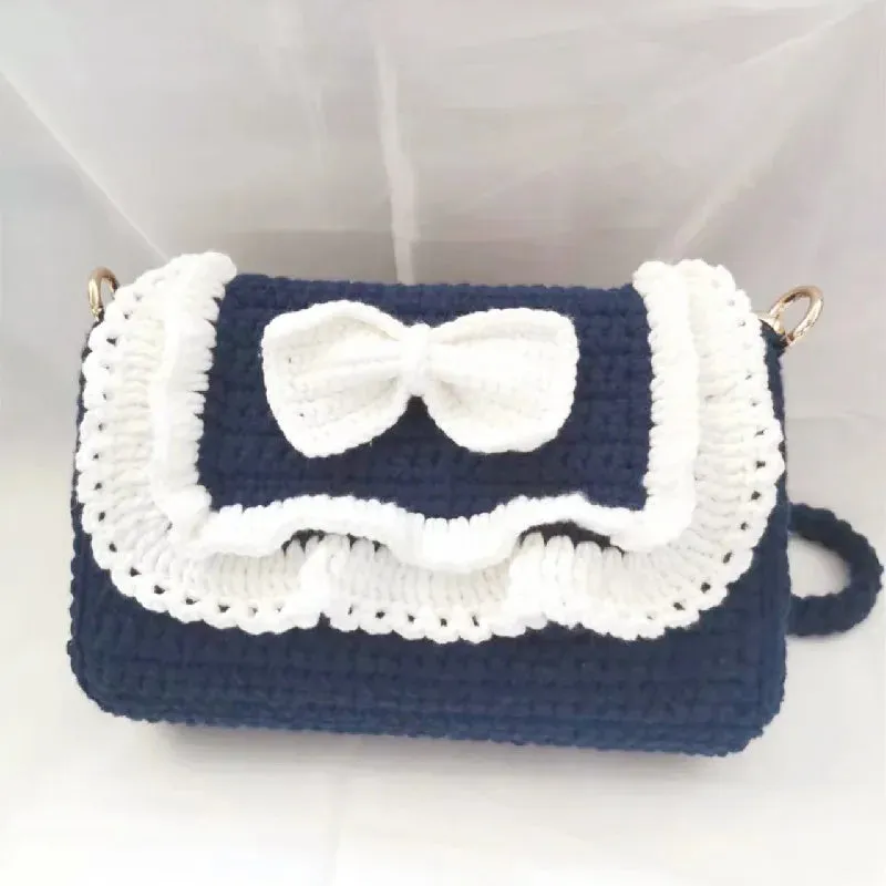 Sohiwoo Handmade crochet princess style crossbody bag, shoulder bag, cute girl mobile phone bag, makeup bag, zero wallet