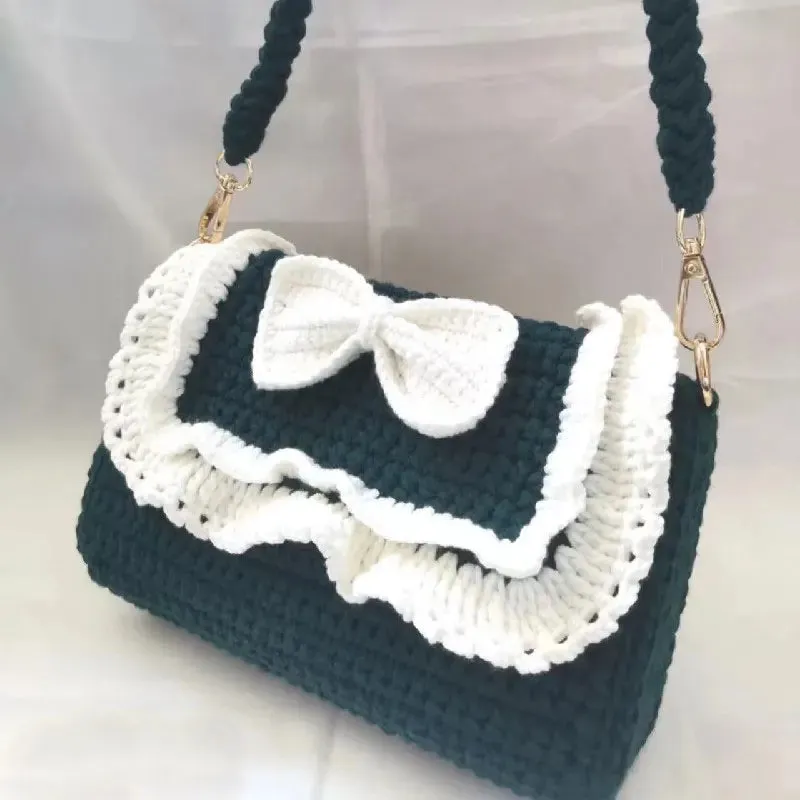 Sohiwoo Handmade crochet princess style crossbody bag, shoulder bag, cute girl mobile phone bag, makeup bag, zero wallet