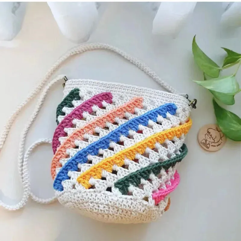 Sohiwoo Handmade crochet princess style crossbody bag, shoulder bag, cute girl mobile phone bag, makeup bag, zero wallet