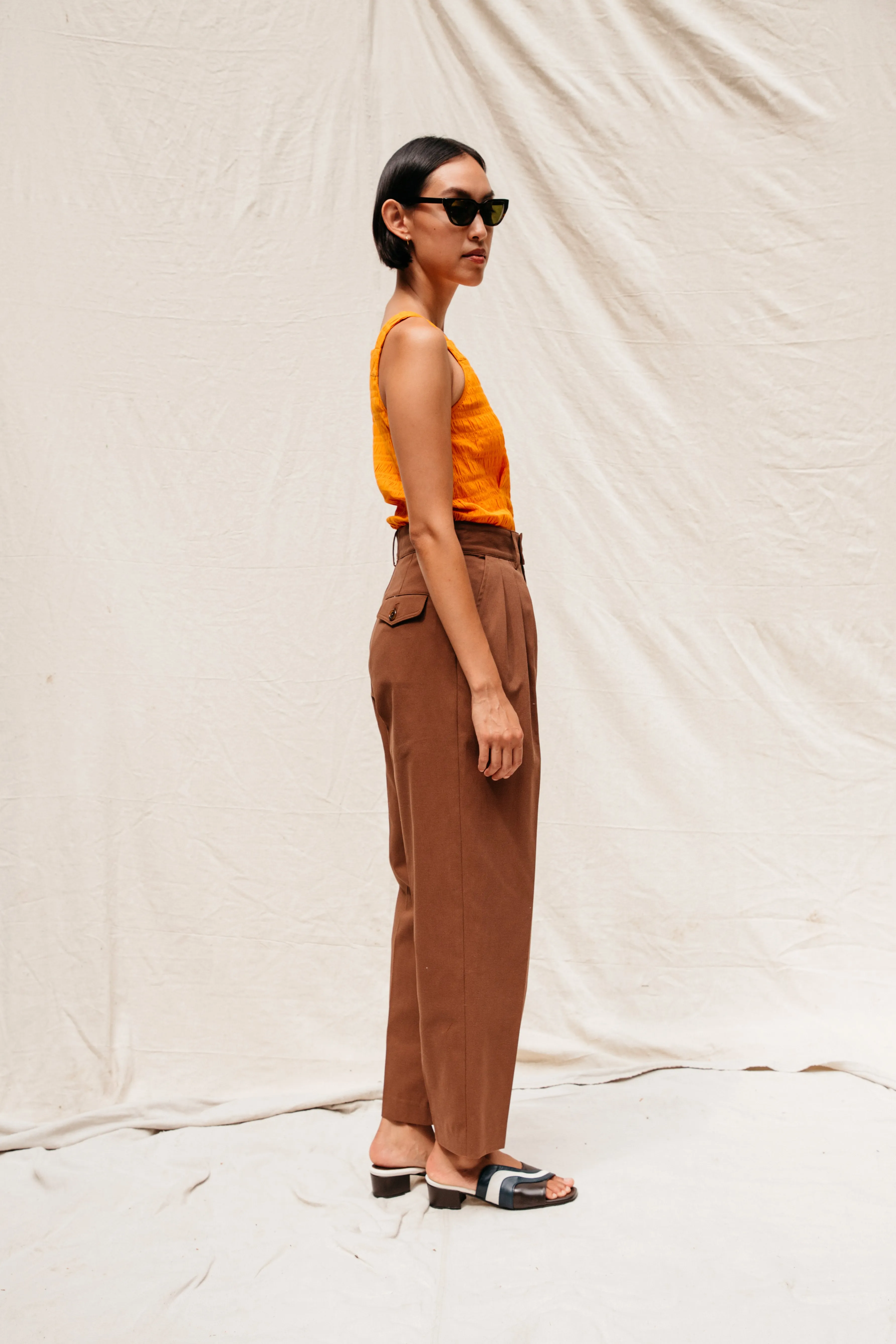 Sol Pleated Trouser - Brown
