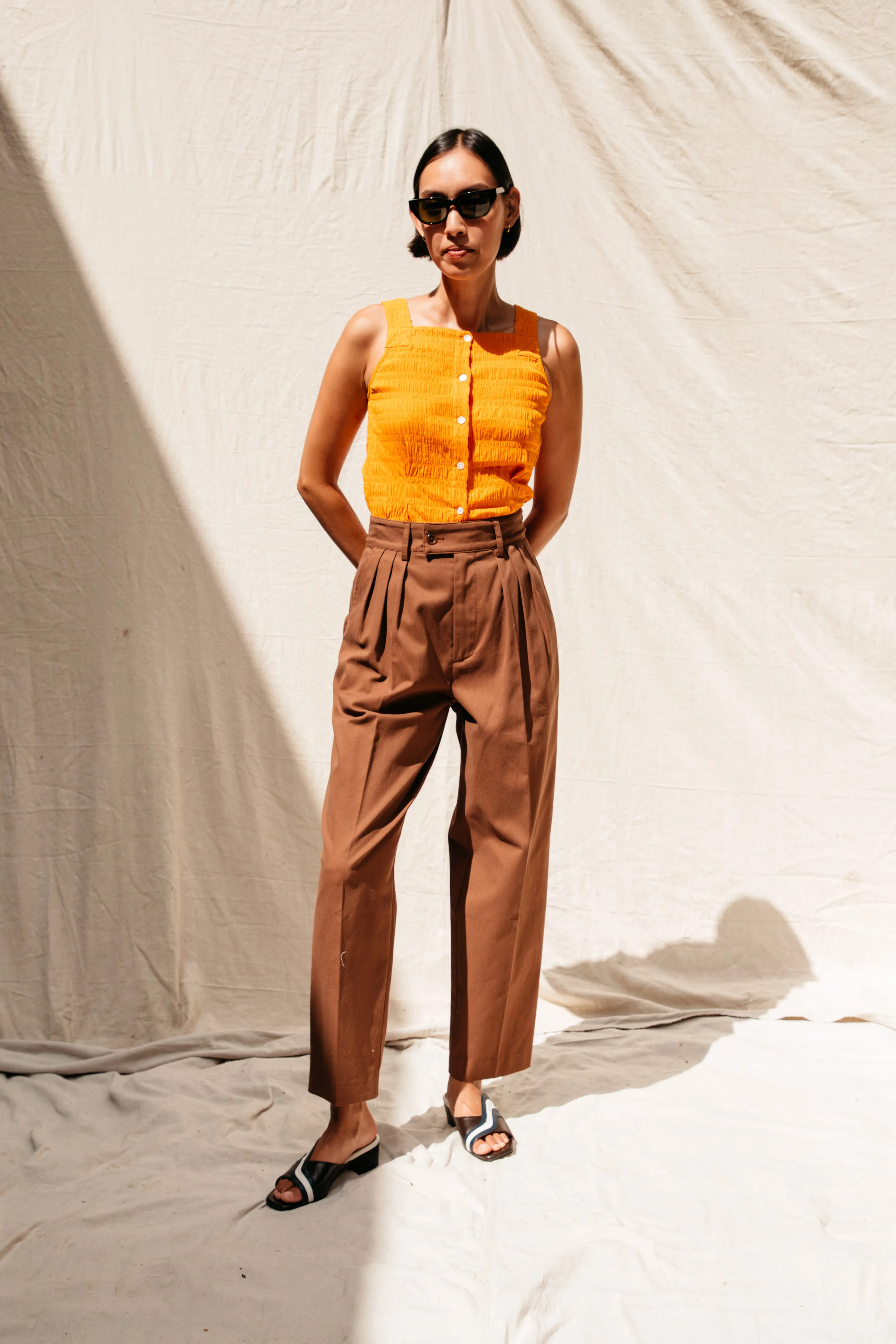Sol Pleated Trouser - Brown