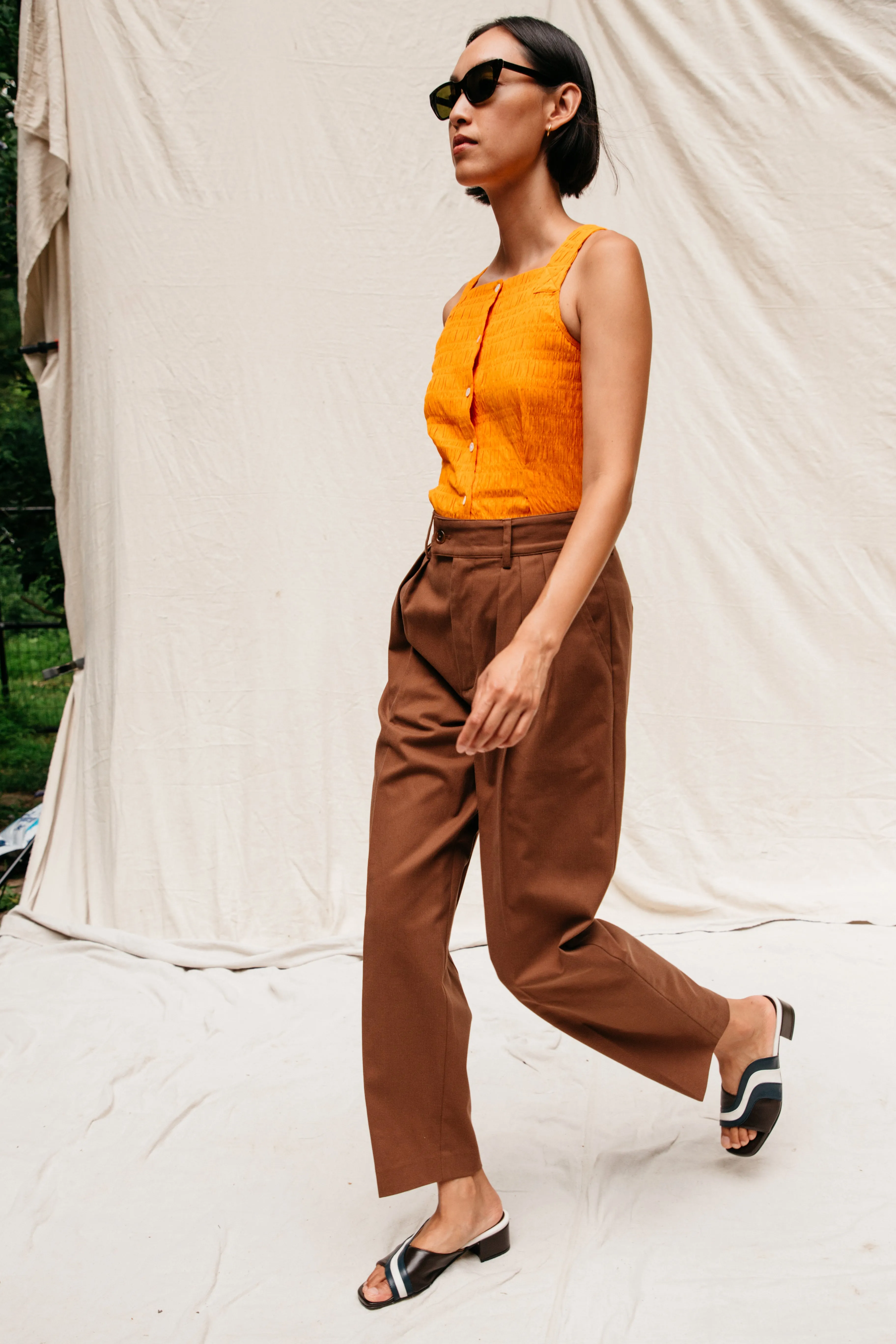 Sol Pleated Trouser - Brown