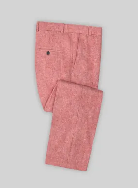 Solbiati Herringbone Coral Red Linen Pants