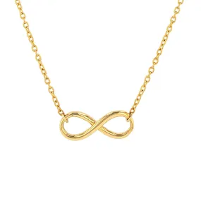 Solid 14K Yellow Gold Plain Infinity Love Necklace