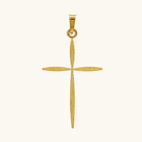 SOLID 14K YELLOW GOLD SLIM CROSS PENDANT