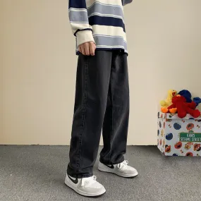 Solid Classic Straight Baggy Jeans