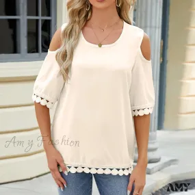 Solid Color Casual Slim Fashion Summer Vintage Elegant Female Tops Blouses