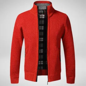 Solid Colour High Collar Zip-Up Wool Sweater