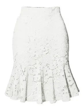 Solid Elegant Lace Elastic Waist Vintage Mermaid Pencil Skirts