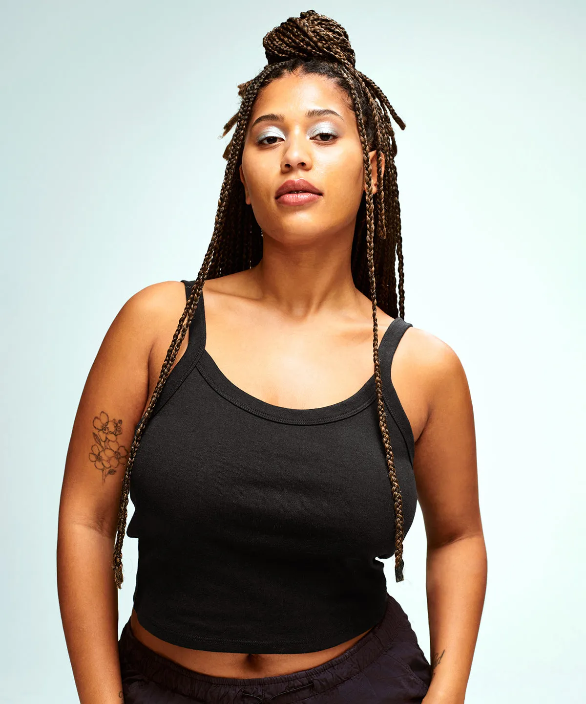 Solid Navy Blend - Women’s micro rib spaghetti strap tank