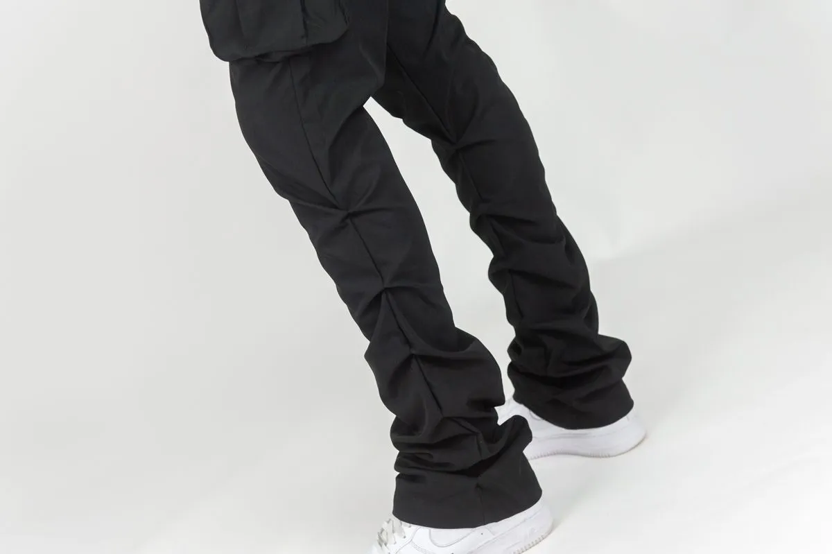 Solid Nylon Stacked Cargo Pants | Rebel Minds