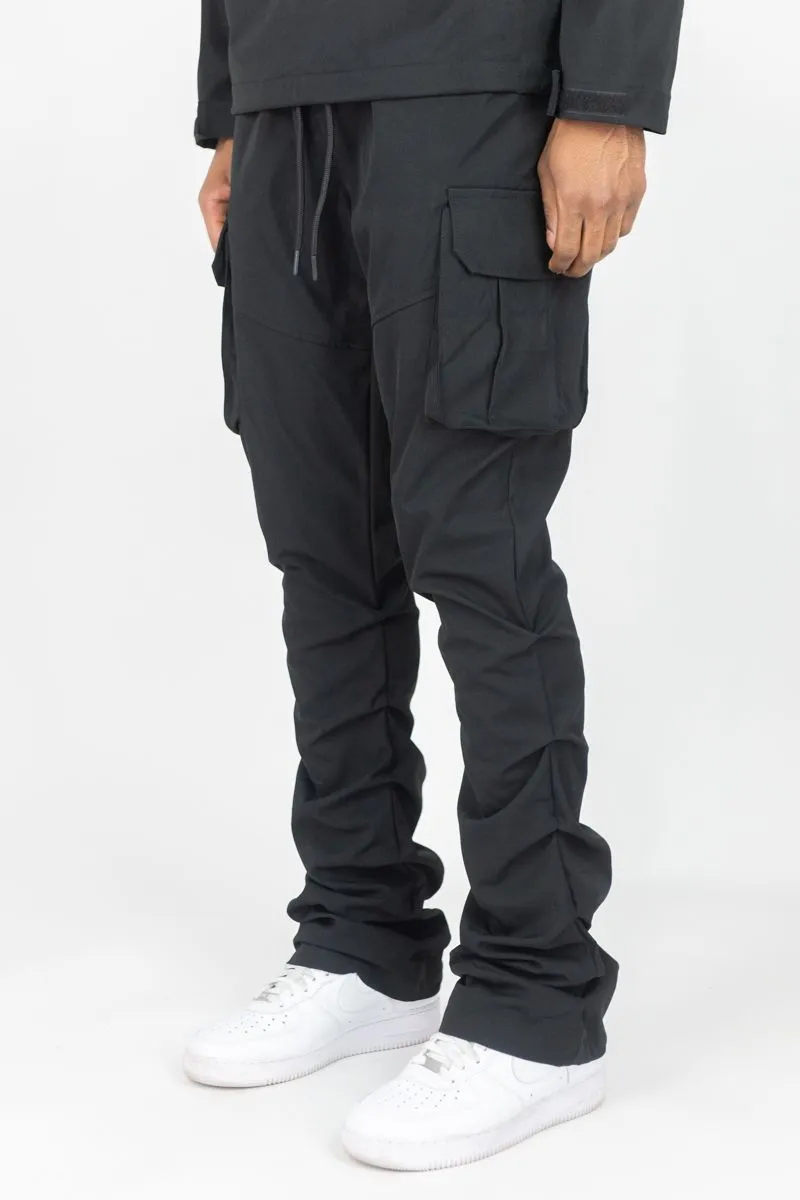 Solid Nylon Stacked Cargo Pants | Rebel Minds