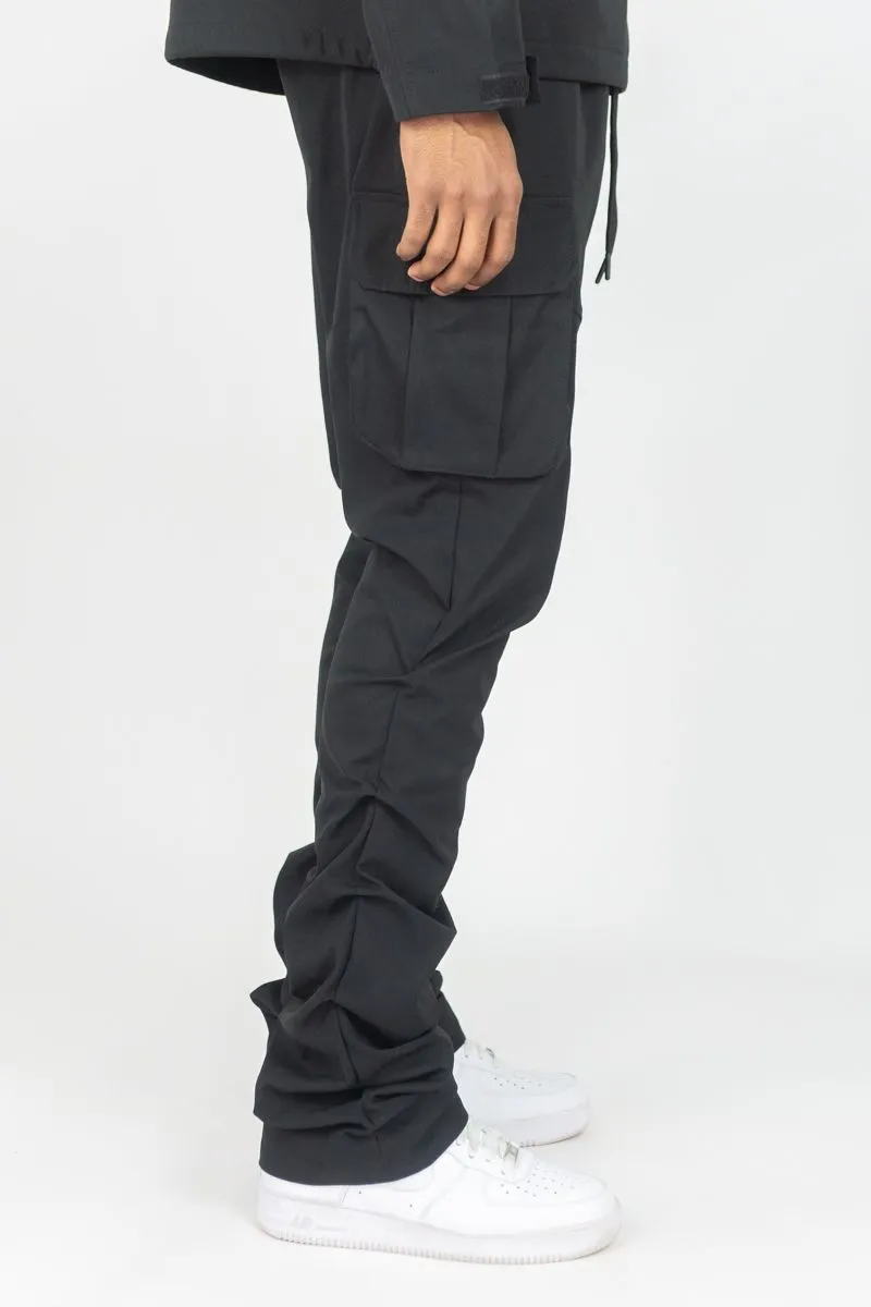Solid Nylon Stacked Cargo Pants | Rebel Minds