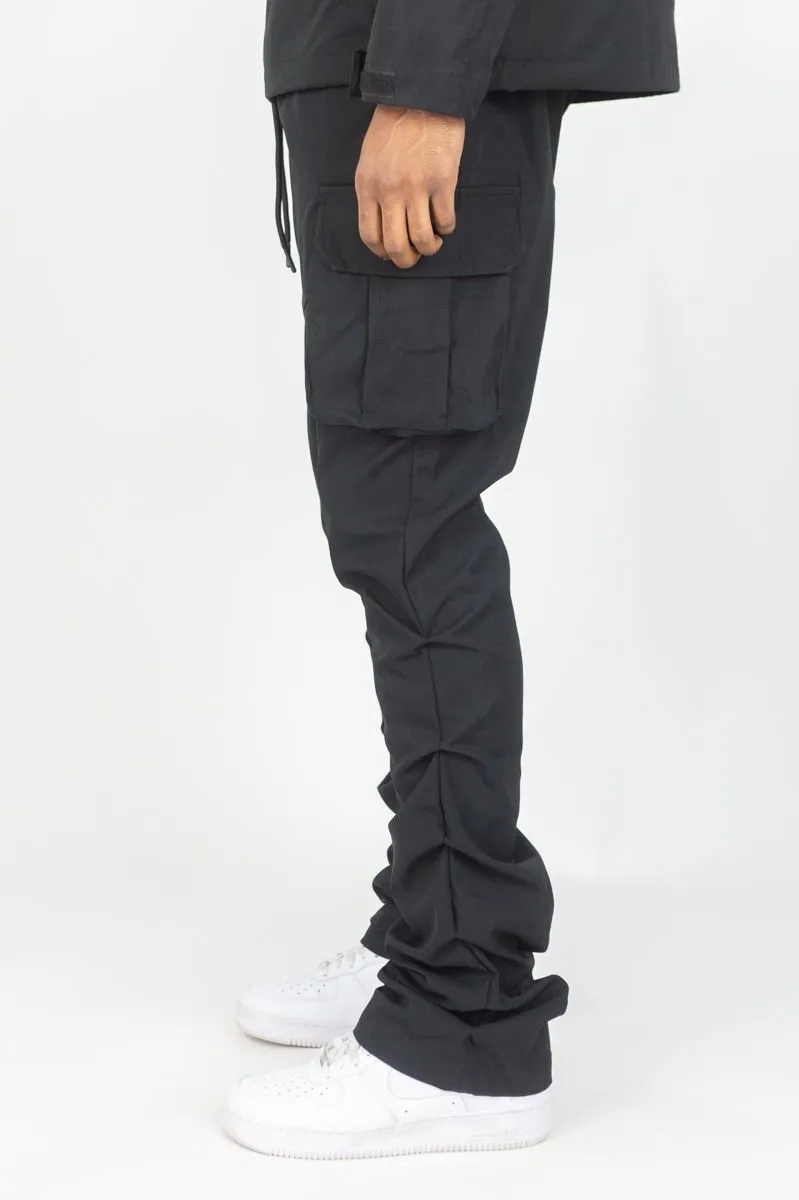 Solid Nylon Stacked Cargo Pants | Rebel Minds