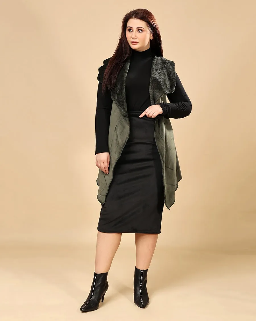 Solid Winter Sleeveless Reversible Cover Up