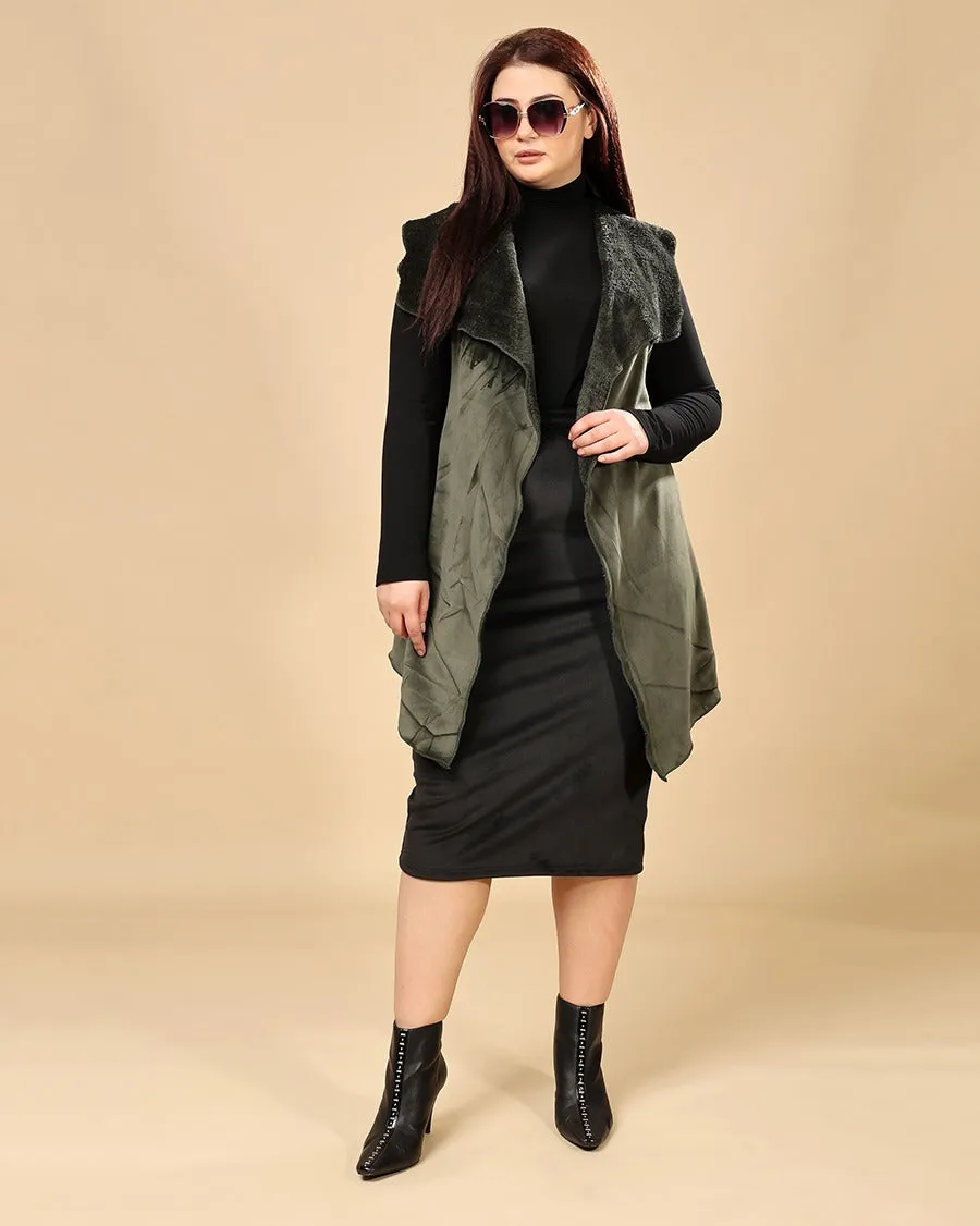 Solid Winter Sleeveless Reversible Cover Up