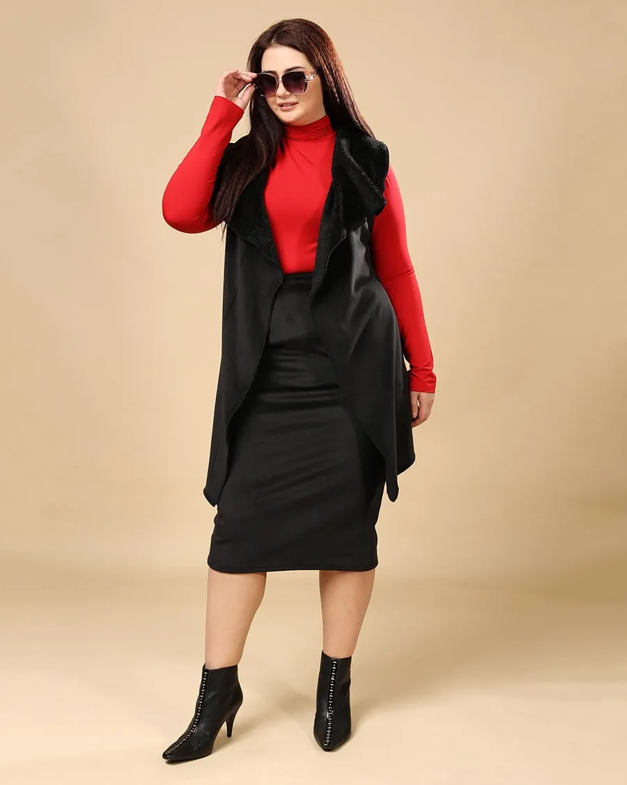 Solid Winter Sleeveless Reversible Cover Up