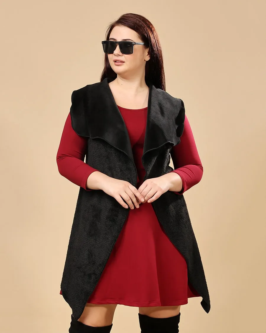 Solid Winter Sleeveless Reversible Cover Up