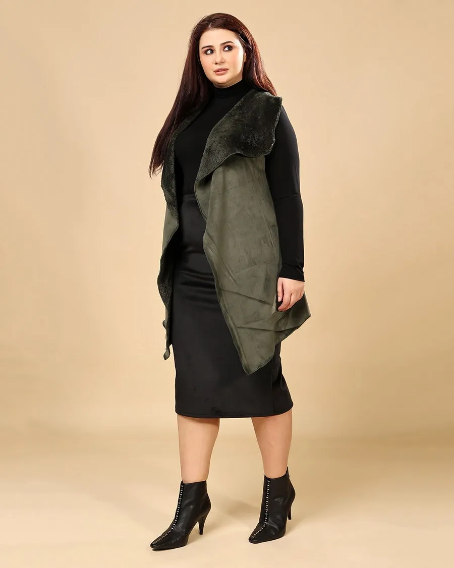 Solid Winter Sleeveless Reversible Cover Up