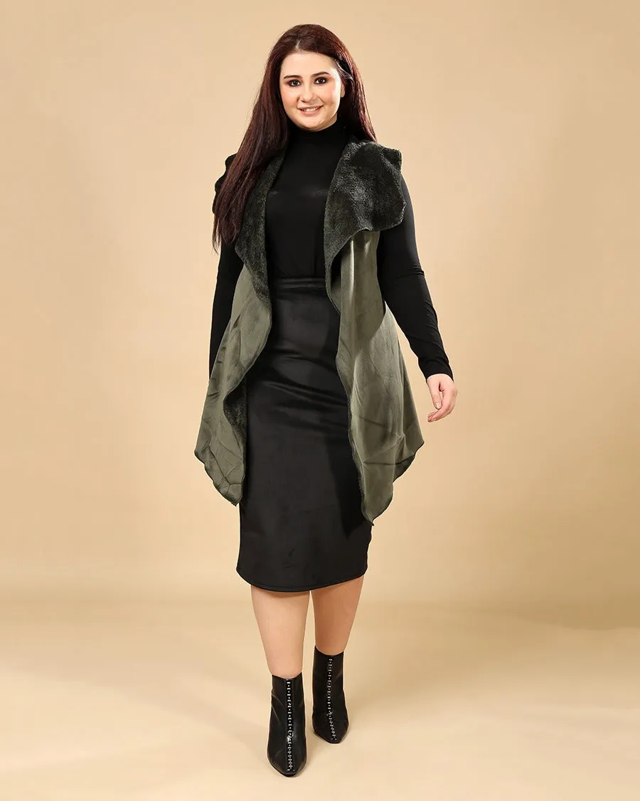 Solid Winter Sleeveless Reversible Cover Up